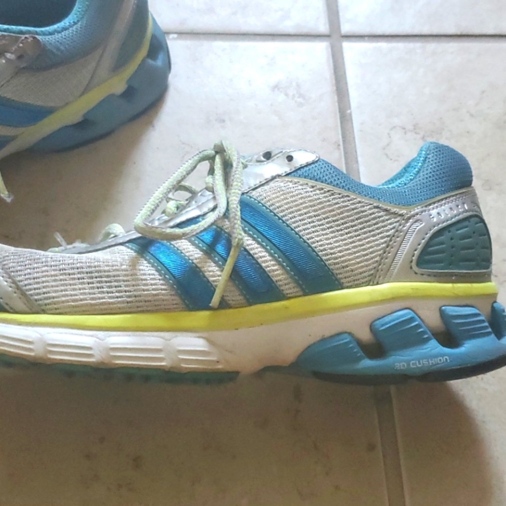 Adidas used blue,grey, yellow sneakers